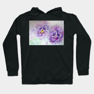 Purple Pansy Flower Watercolor Hoodie